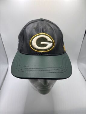 Vintage Green Bay Packers Leather Hat Logo Athletic USA Strapback NFL